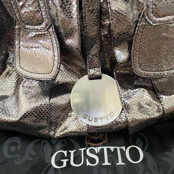 Gustto Cala Leather Satchel Bag - Metallic "Old Silver" - Rare - Picture 2 of 6